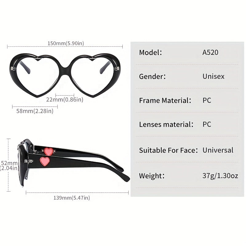 Heart Clear Lens Glasses Anti Light Eyewear