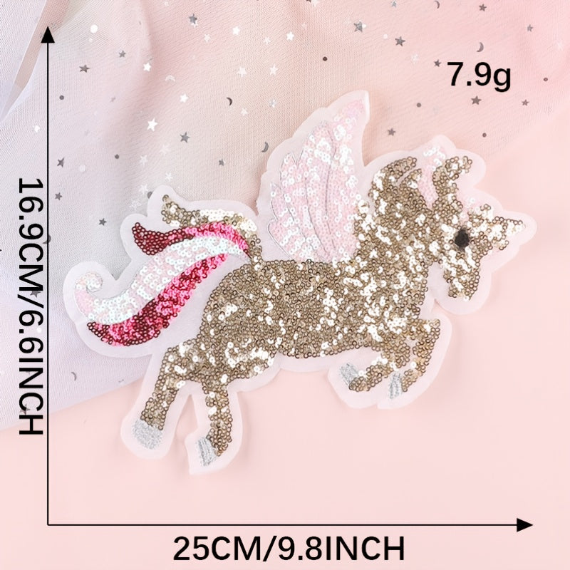Sequined Unicorn Computer Embroidery Label Patch Stickers