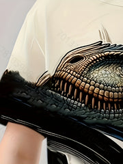 Dino Ink Painting Print Boy's Tee Summer Sports Clothing