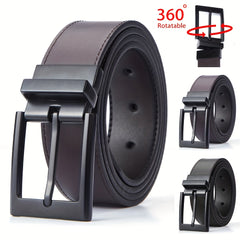 Men's Reversible Leather Belt with Rotated Buckle