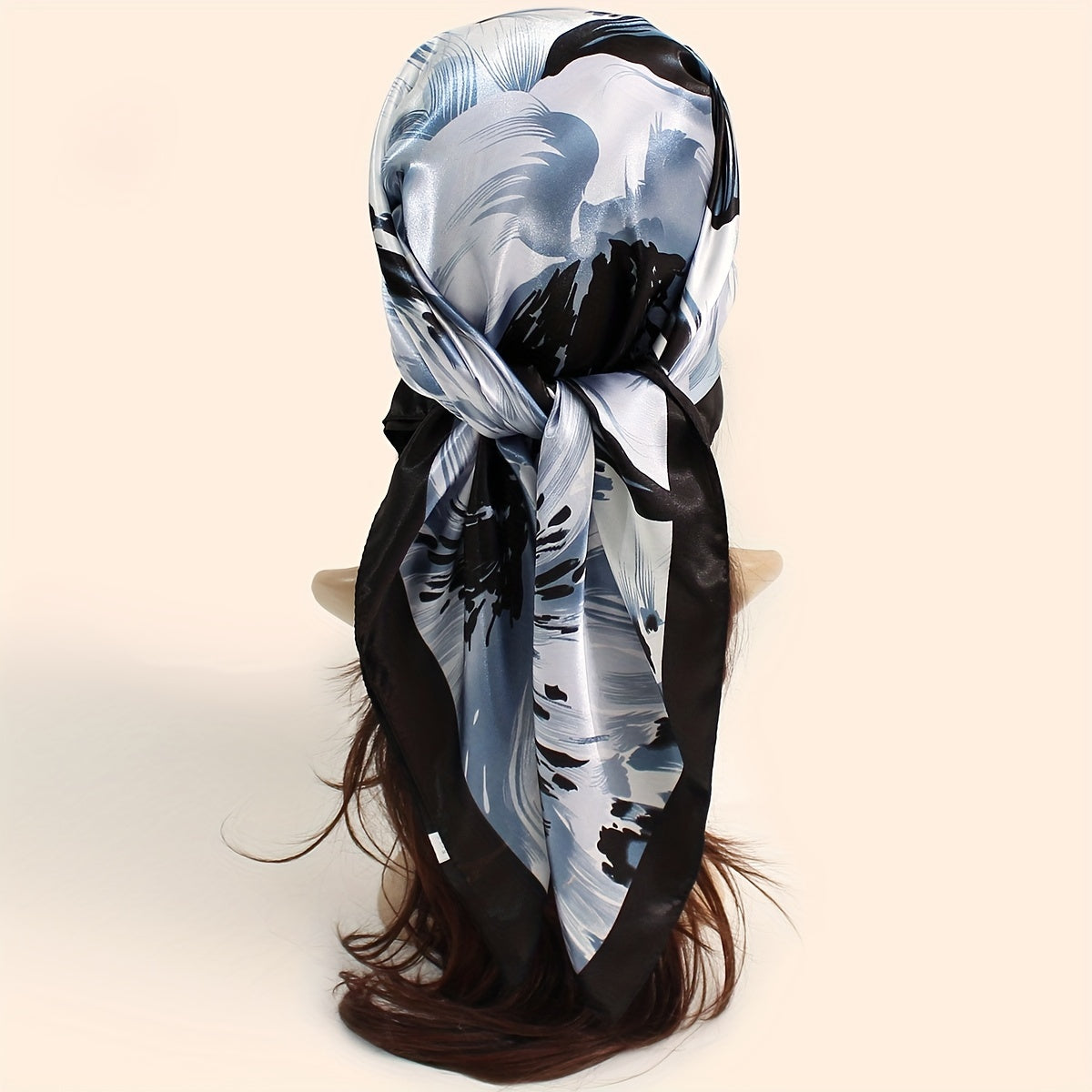 Flower Printed Square Scarf Silk Feeling Headband Casual Hair Wrap