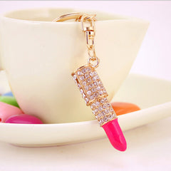 Crystal Rhinestone Lipstick Keyring - Sparkle and Shine