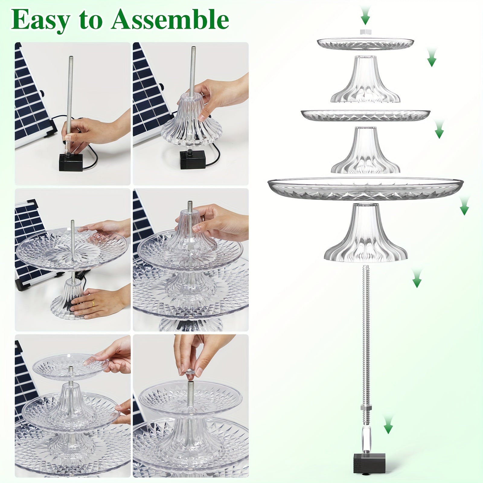 Solar Pump DIY Fountain Bird Bath Hummingbird Garden Decor