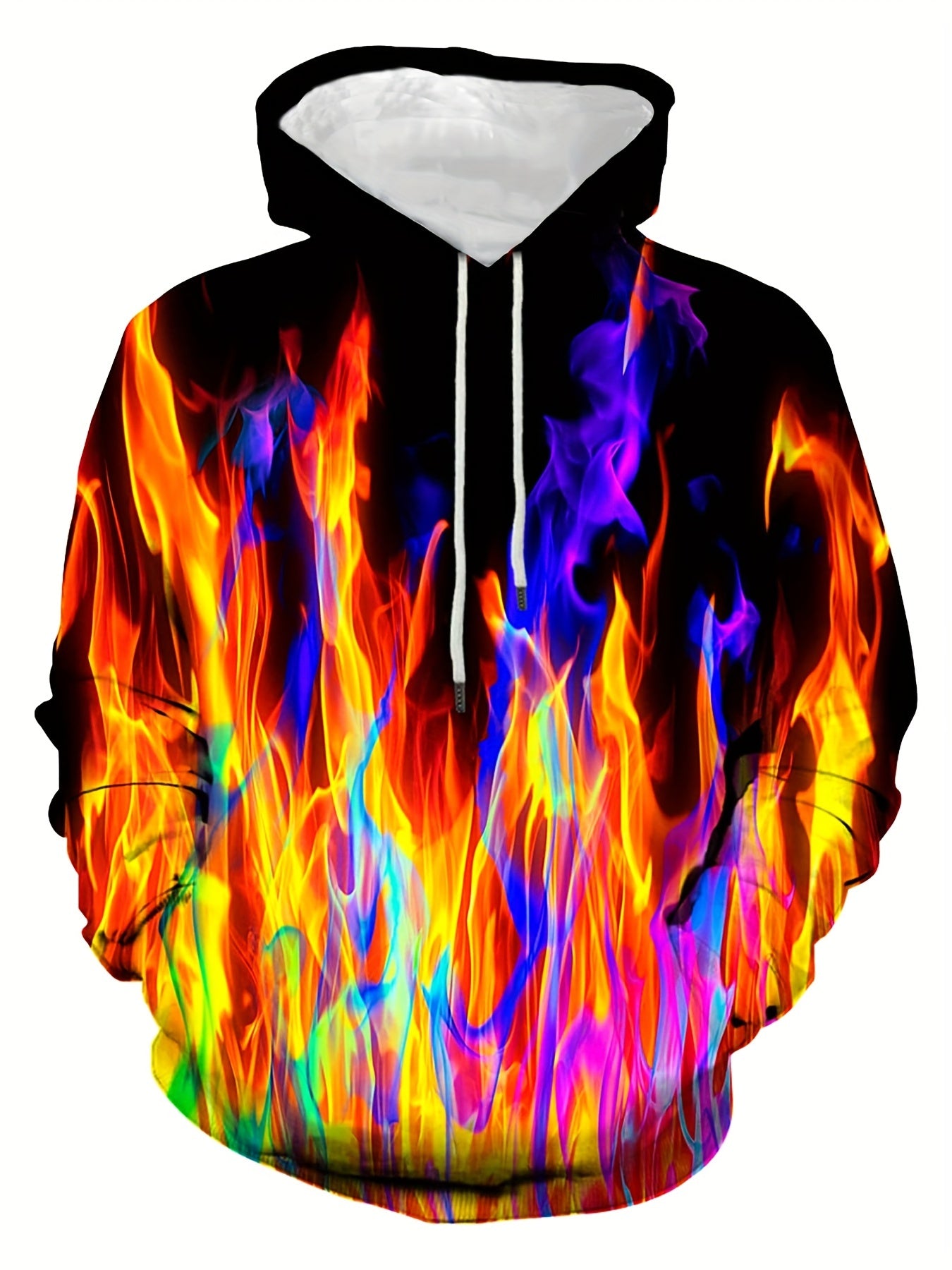 Colorful Flame 3d Print Hoodies For Men Graphic Hoodie With Kangaroo Pocket