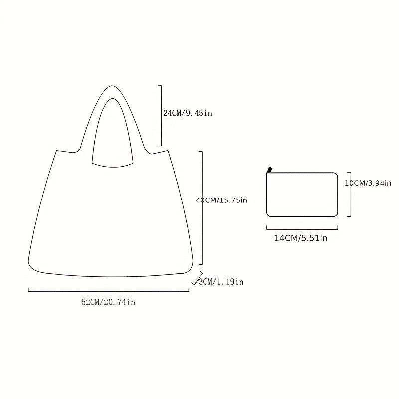 Foldable Casual Tote Bag Large Capacity Lightweight Durable Shoulder Bag