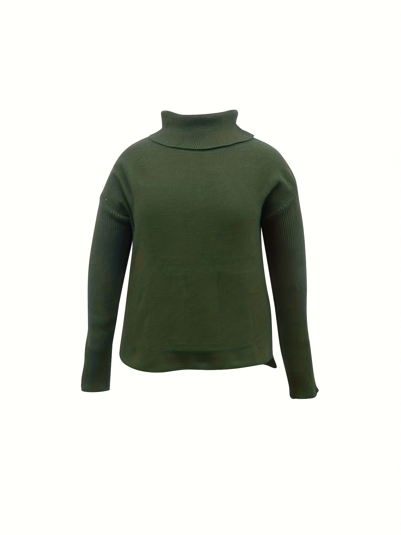  Solid Batwing Sleeve High Neck Sweater