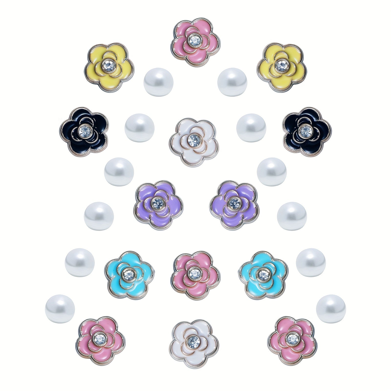 26pcs Pearl & Flower Shoe Charms For Clogs Garden Shoes DIY Accessories