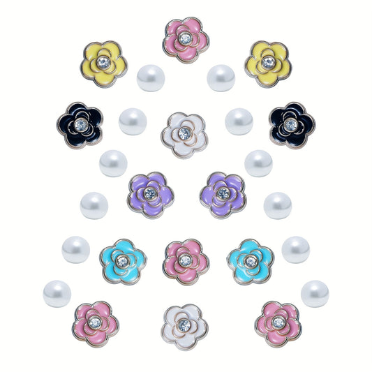 26pcs Pearl & Flower Shoe Charms For Clogs Garden Shoes DIY Accessories