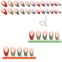 24pcs Leopard Print Almond Press On Nails Long Matte Acrylic Stiletto Nails