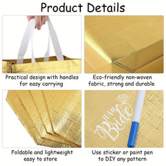 12pcs Golden Reusable Grocery Bags Shopping Tote Bag With Handle