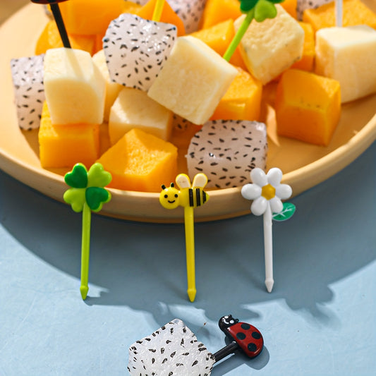 16pcs Cartoon Fruit Fork Small Fork Bento Box Decoration Toothpicks