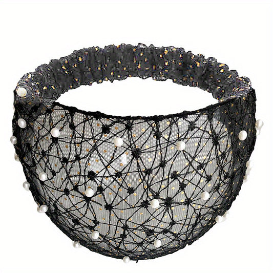 Vintage Boho Bandana Headband with Faux Pearl Stretch