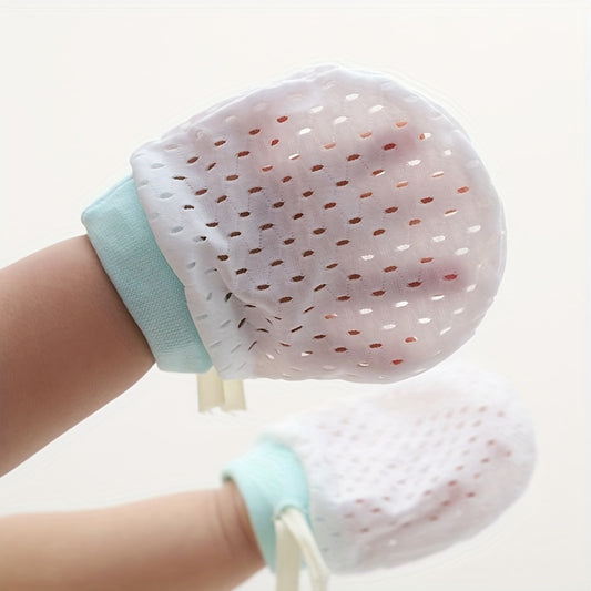 Baby Anti-Scratch Mesh Gloves, High Elastic Strap 0-1 Year