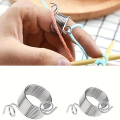 Crochet Ring Finger Yarn Guide Stainless Steel Adjustable Knitting Loop