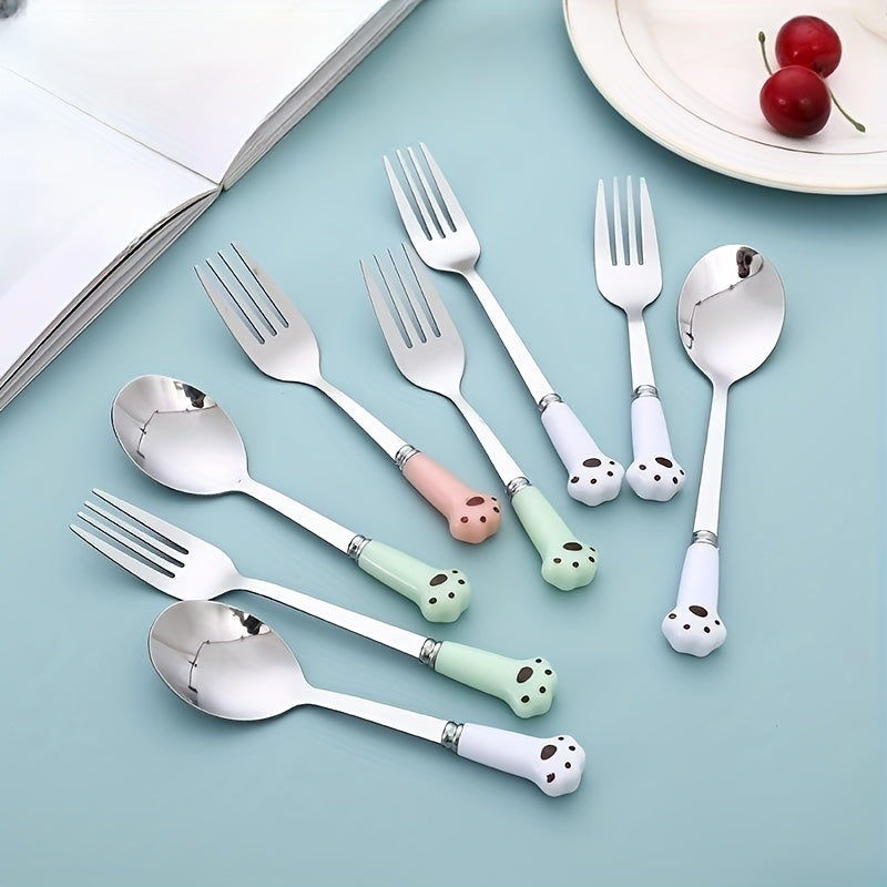 2pcs Cartoon Fruit Forks Ceramic Handle Stainless Steel Dessert Fork
