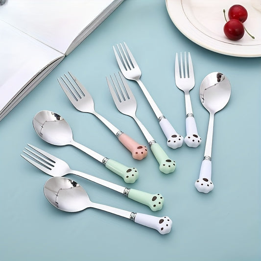 2pcs Cartoon Fruit Forks Ceramic Handle Stainless Steel Dessert Fork