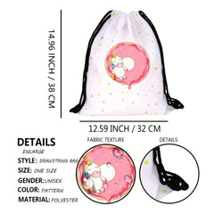 Waterproof Cow Print Drawstring Backpack for Outdoor Sports