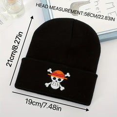 Men's Embroidered Knitted Hat Cycling Ski Warm Beanie