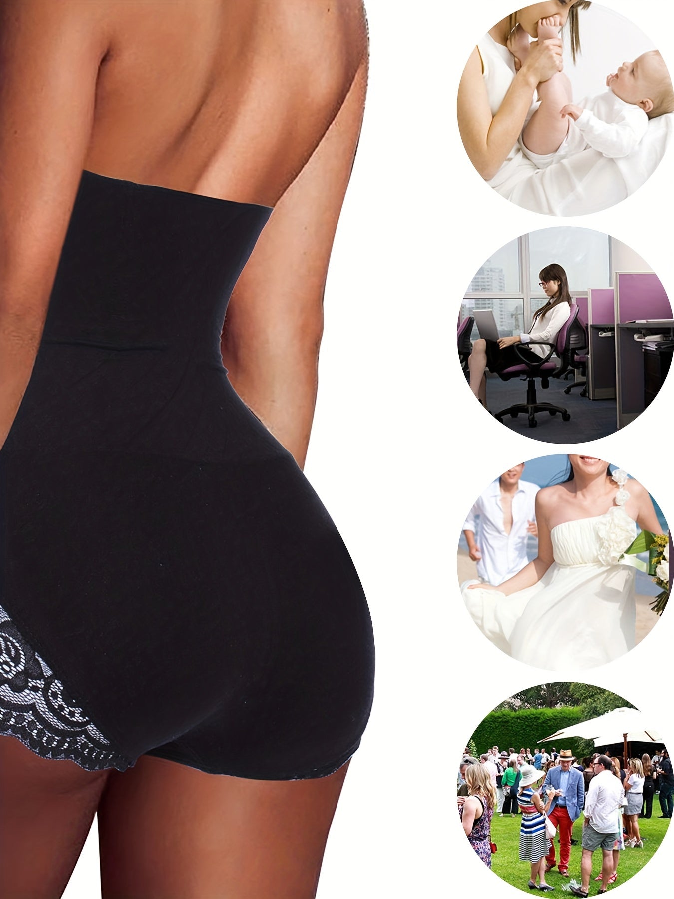 Lace Trim Shaping Panties High Waist Tummy Control Slimmer Panties