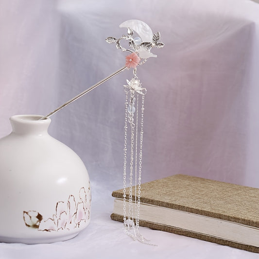Moon Leaf Flower Tassel Hairpin Ancient Style Hair Accessories