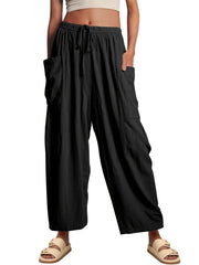  Casual Pants Women's Plus Wide Leg Trousers With Pockets