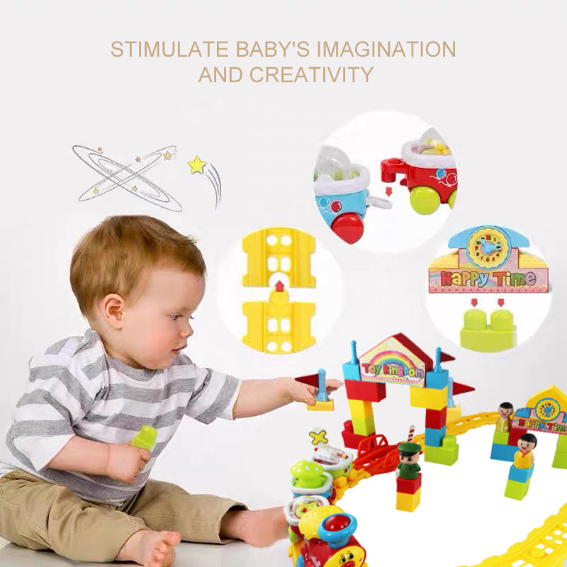 Kids' Track Building Blocks Train Toys with Light Music