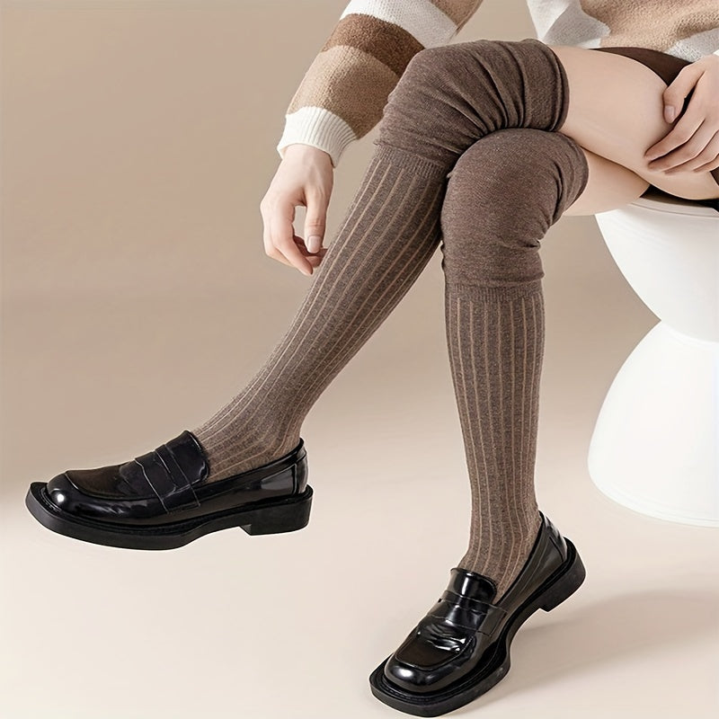 Solid Thigh High Socks Over The Knee Stockings Women's Hosiery