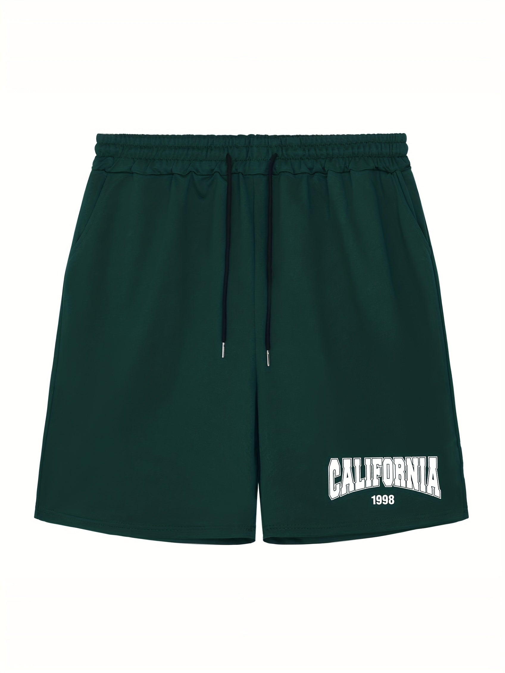 Men's California Print Workout Shorts Active Stretch Breathable Drawstr