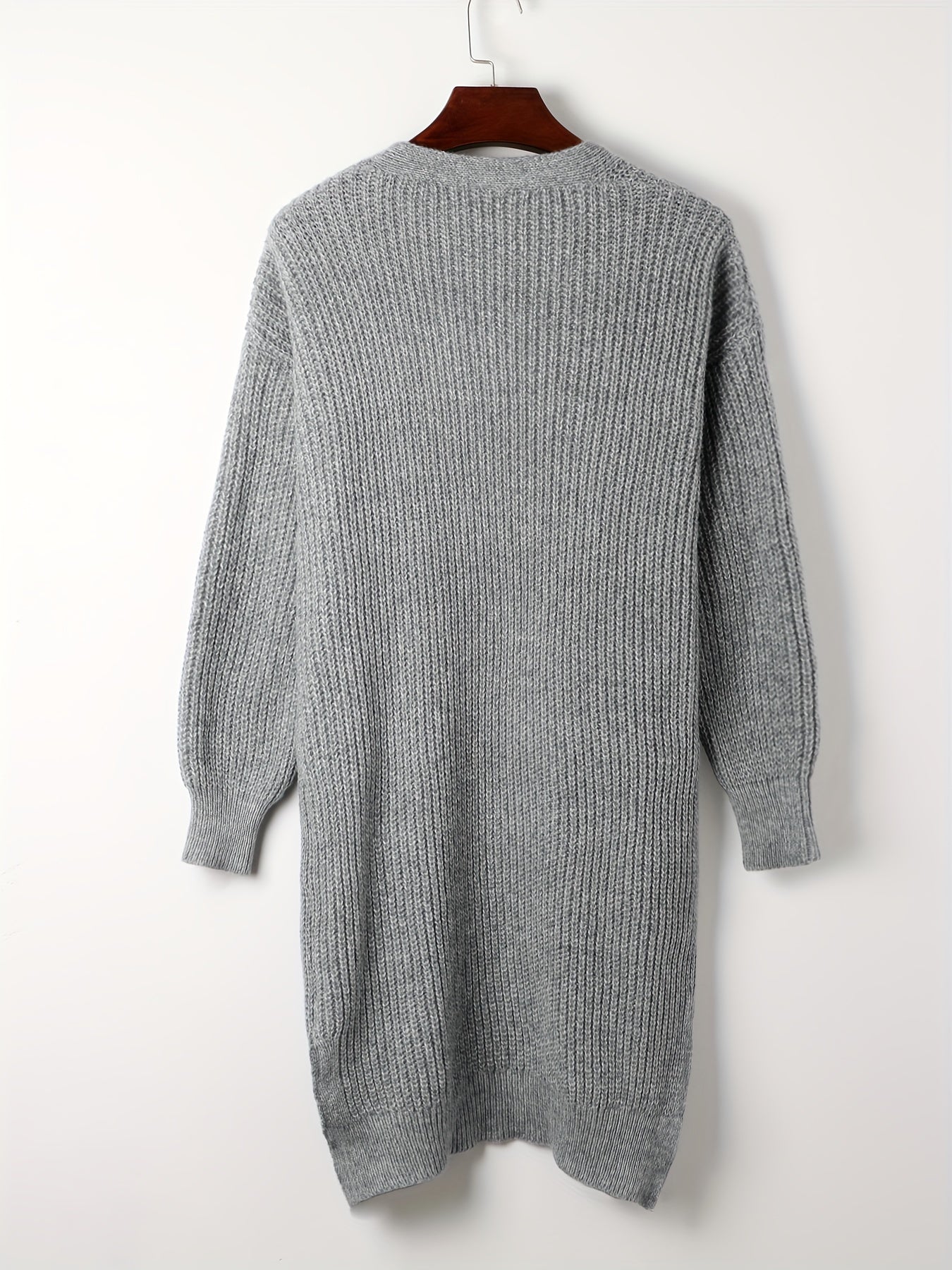  Women's Solid Long Sleeve Open Front Cardigan With Pockets