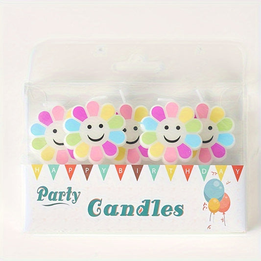 Birthday Candles Wrapped Decoration Bowknot Cloud Rainbow Flower Theme