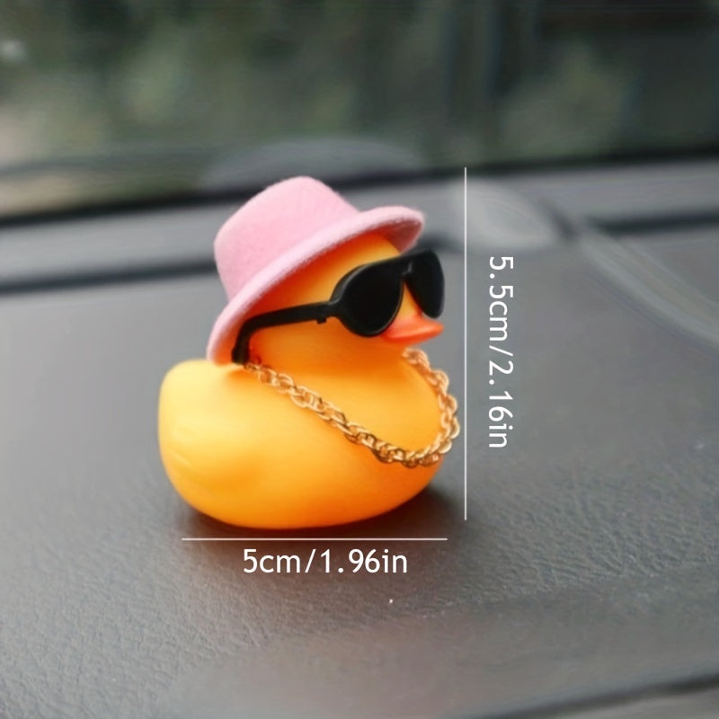 Rubber Yellow Duck Car Ornament Sunglasses Jazz Hat Necklace Bath Party Toys