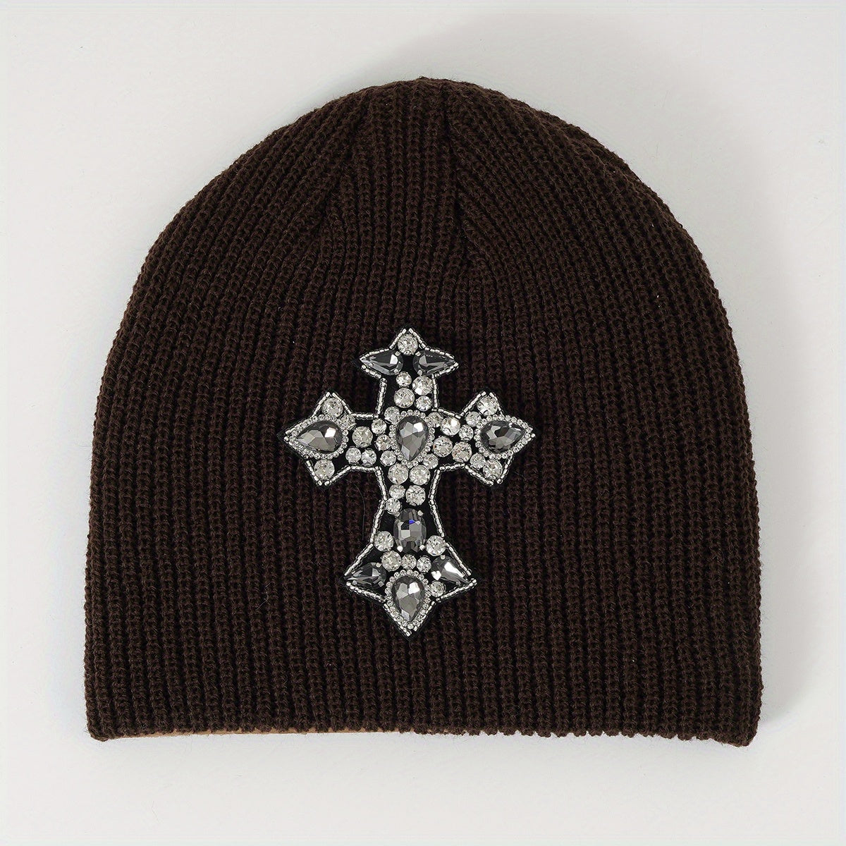 Y2K Cross Patch Beanie Unisex Candy Knitted Hat Gothic Skull Cap