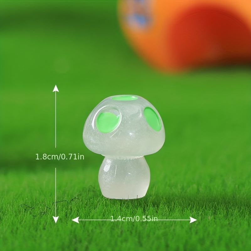 10pcs Glow In Dark Mushroom Resin Decor Fairy Garden Accessories