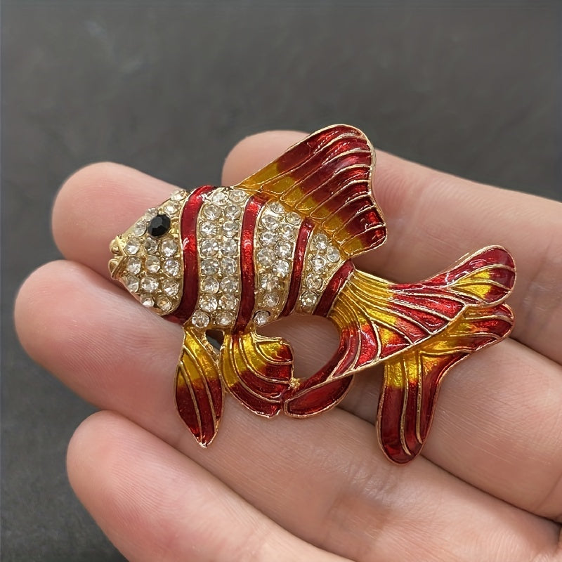Colorful Rhinestone Fish Brooches Lapel Pin Backpack Hat Pin