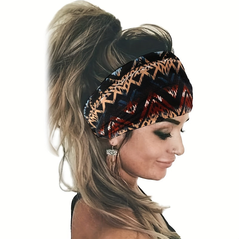 Boho Style Elastic Sports Headband Wide Brim Yoga Headband