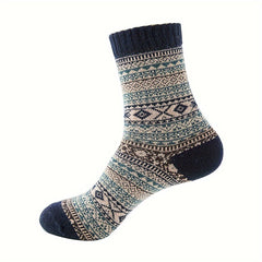 5 Pairs Geometric Pattern Mid Tube Socks, Women's Stockings