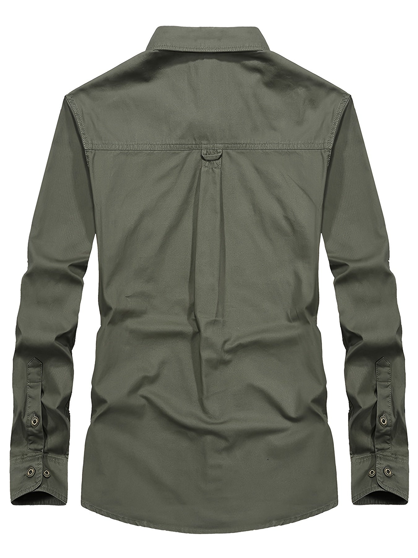 Men's Military Style Long Sleeve Solid Oversize Shirt