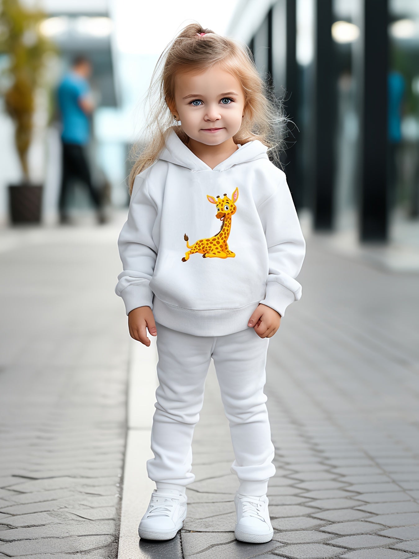 OERYUI Giraffe Print Hoodies Pants Set For Kids Spring Fall Sports Gift