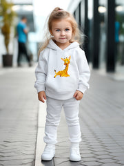 OERYUI Giraffe Print Hoodies Pants Set For Kids Spring Fall Sports Gift
