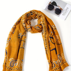 Vintage Paisley Tree Print Scarf Boho Brown Shawl