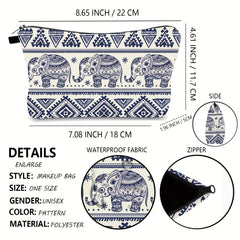 Boho Elephant Pattern Cosmetic Bag Toiletry Organizer