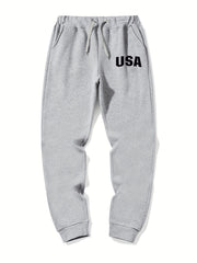 Letter Print Graphic Drawstring Joggers Men's Sweatpants