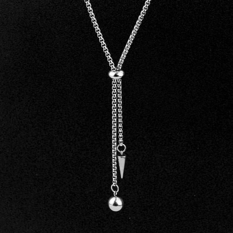 Stainless Steel Rivet Ball Pendant Necklace