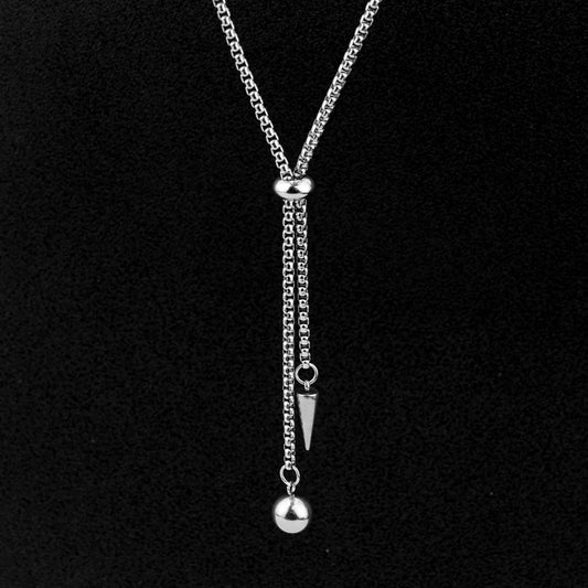 Stainless Steel Rivet Ball Pendant Necklace