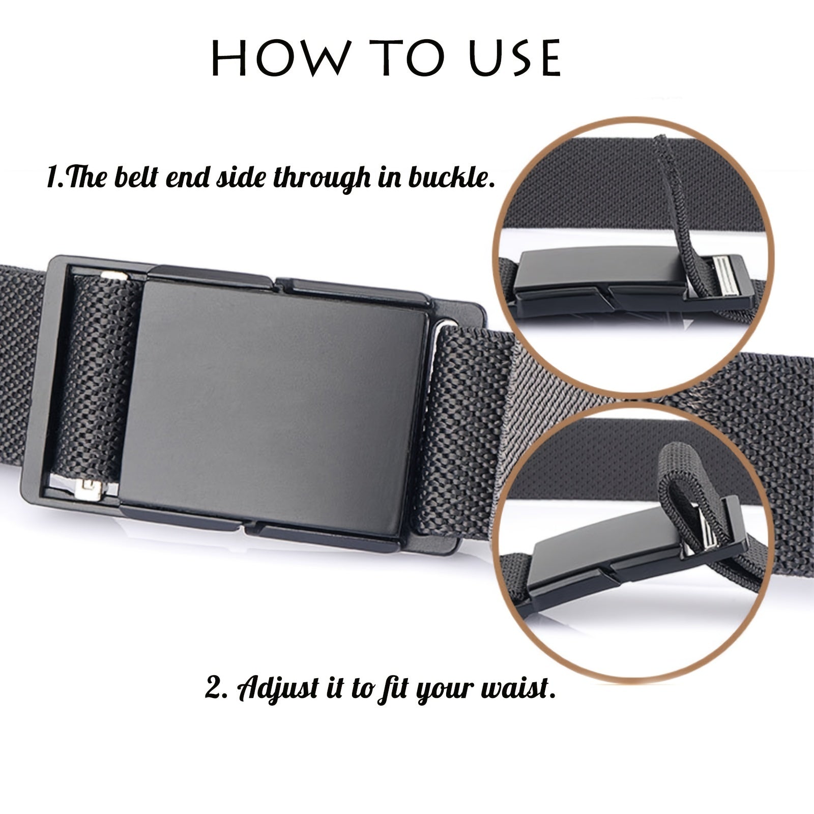 Men's Metal Magnetic Buckle Elastic Belt 3 Wide