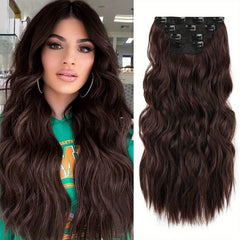4pcs Dark Blonde Light Blonde Ends Clip In Hair Extensions Soft Synthetic