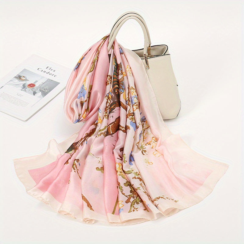 Plum Blossom Scarf Shawl Wrap Head Wrap for Daily Decoration