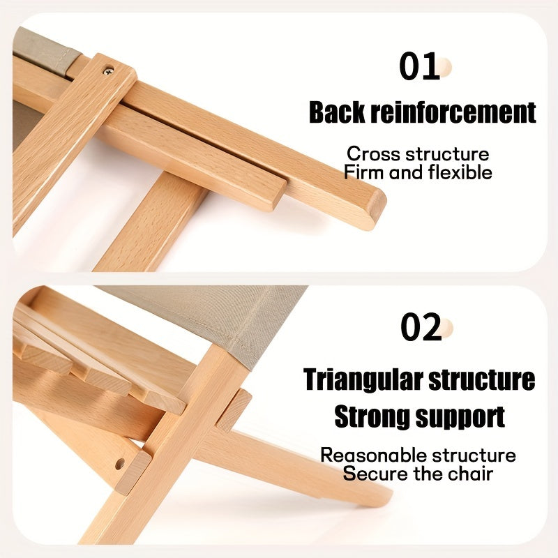 Solid Wood Folding Beach Chair for Camping & Fishing
