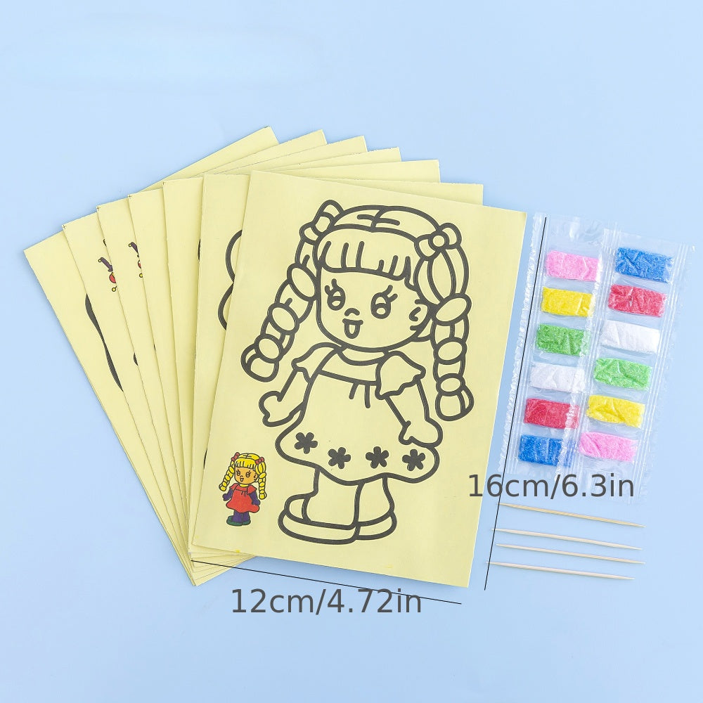 10pcs Sand Painting Set DIY Colorful Sand Making Cartoon Small Gift