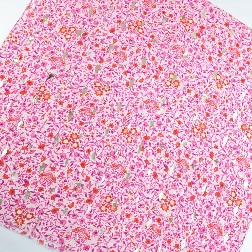 Rose Flower Scarf Boho Frayed Edge Shawl Head Wrap Sunscreen Windproof